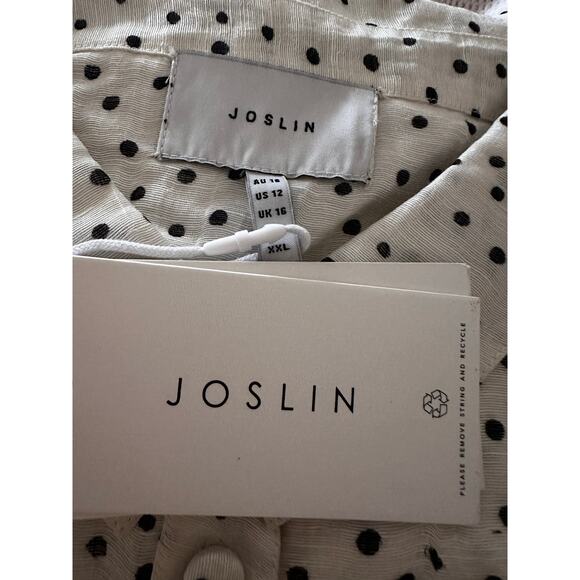 Joslin Dottie Silk Linen Midi Shirt Dress Polka Dot NWT Size 12 - Picture 14 of 15